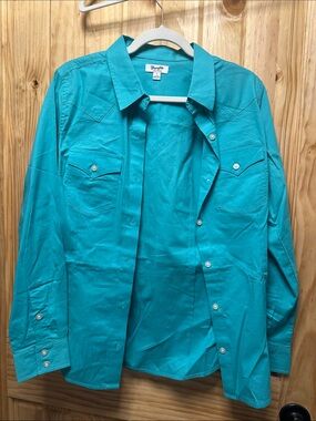 Wrangler Turquoise Western Button-Down Shirt